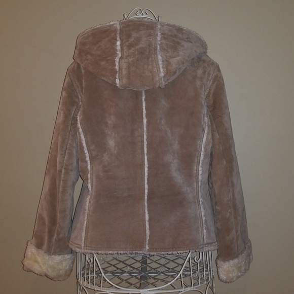 XOXO Tan Suede Shearling Hooded Jacket - Picture 3 of 8